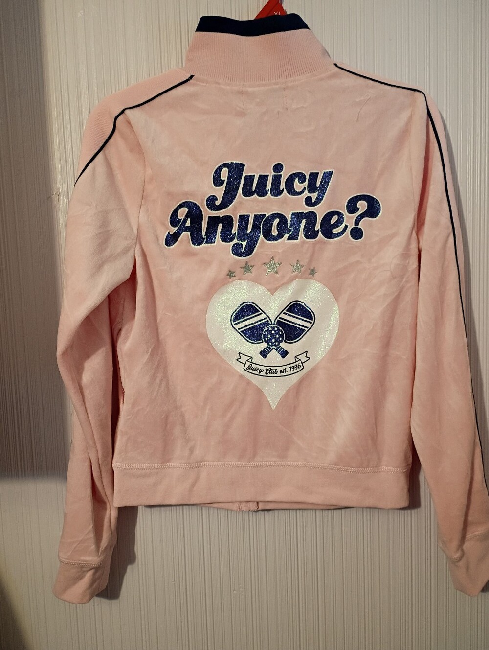 New Juicy Couture Pink velour track jacket Size Medium